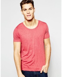 Asos Brand T Shirt With Scoop Neck In Red Marl