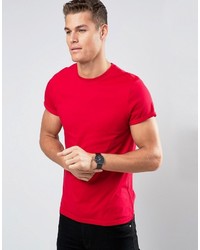 Asos T Shirt With Roll Sleeve In Red