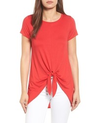 Bobeau Tie Front Highlow Tee