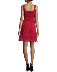Lanvin Scallop Tiered Knit Tank Dress Red