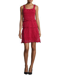 Lanvin Scallop Tiered Knit Tank Dress Red