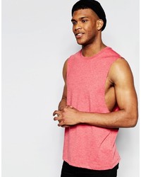 Asos Brand Sleeveless T Shirt With Dropped Armholes In Red