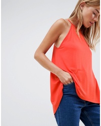ASOS DESIGN Cami With High Neck And Dip Back In Coral