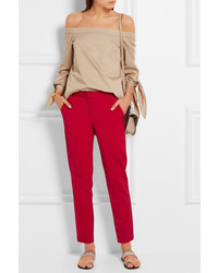 Tibi Beatle Cropped Stretch Faille Tapered Pants Us4