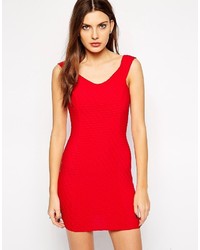Red Textured Bodycon Dress
