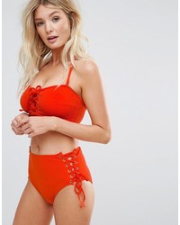 Wolfwhistle Wolf Whistle Textured Lace Up Bikini Top D F Cup