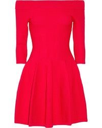 Red Textured Sheath Dress