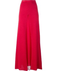Red Textured Silk Skirt