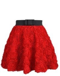 Red Textured Skirt