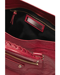 Balenciaga City Textured Leather Tote Crimson