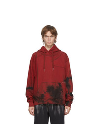 Feng Chen Wang Red Tie Dye Panelled Hoodie