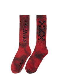Off-White Red And Black Tie Dye Arrows Socks