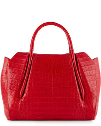 Nancy Gonzalez Crocodile Medium Tube Handle Tote Bag Red Matte