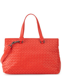 Bottega Veneta Medium Double Compartt Tote Bag Red