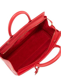 Saint Laurent Monogram Large Calf Zip Top Tote Bag Red
