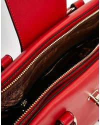 Love Moschino Red Tote Bag With Love Metal Detail