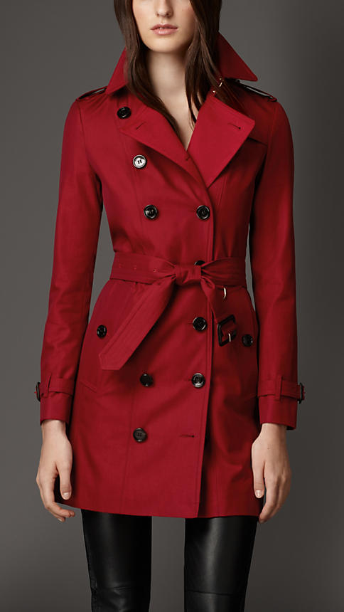 Burberry Gabardine Trench Coat With Check Cashmere Undercollar, $2,195 ...
