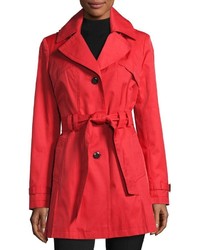 Via Spiga Water Resistant Belted Trench Coat Red