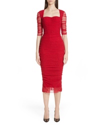 Dolce & Gabbana Ruched Tulle Body Con Dress
