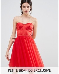Chi Chi London Petite Corset Dress With Tulle Skirt