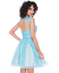 Shail K Ornately Ruched A Line Tulle Cocktail Dress 4013