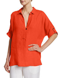 Go Silk Oversized Short Sleeve Linen Tunic
