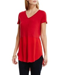 Two By Vince Camuto V Neck Mixed Media Tunic