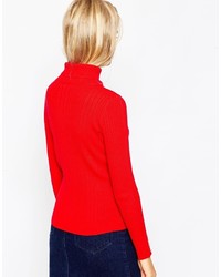 Asos Collection Rib Sweater With Roll Neck With Button Cuff