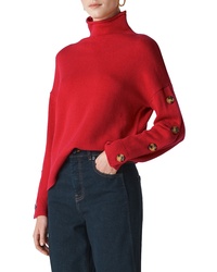 Whistles Button Sleeve Funnel Neck Sweater