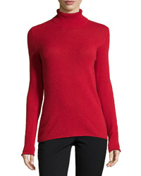 Neiman Marcus Cashmere Turtleneck Sweater Red
