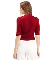 Topshop Funnel Neck Ribbed Top