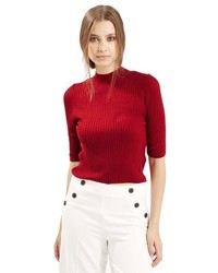 Topshop Funnel Neck Ribbed Top