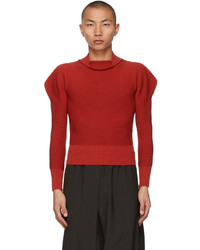 132 5. ISSEY MIYAKE Red Flat Rib Knit Sweater