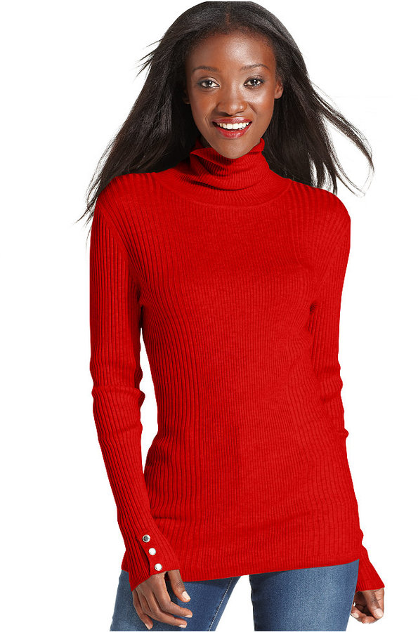 Style Co Long Sleeve Ribbed Knit Turtleneck Sweater, $49 | Macy's ...