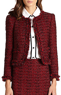 tweed frayed jacket