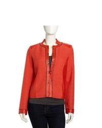 Bagatelle Leather Tweed Jacket Poppy Red