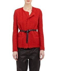 Isabel Marant Boucle Belted Teddy Jacket Red