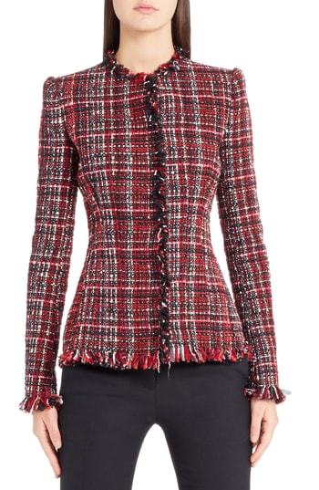 Blogger Favorite Zara Red Tweed Pearl Lady Jacket