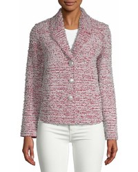 St. John Textured Wool Blend Button Front Tweed Jacket