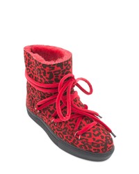 Inuikii Leopard Print Genuine Shearling Sneaker Boot