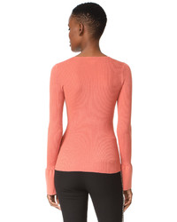 DKNY Bell Sleeve Tight V Neck Sweater