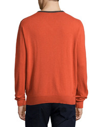 Ike Behar Contrast Trim Cashmere Sweater Orange