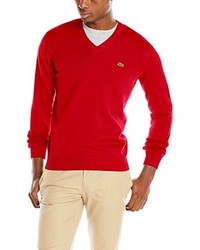 Lacoste Cotton Jersey V Neck Sweater