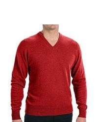 Harwick Hawick Cashmere V Neck Sweater Red