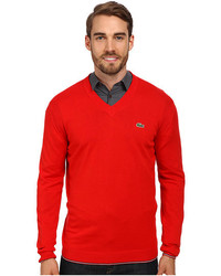 Lacoste Lve Cotton Jersey Semi Fancy V Neck Sweater