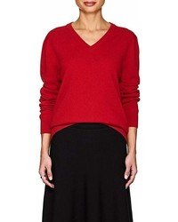 The Row Maley Cashmere V Neck Sweater