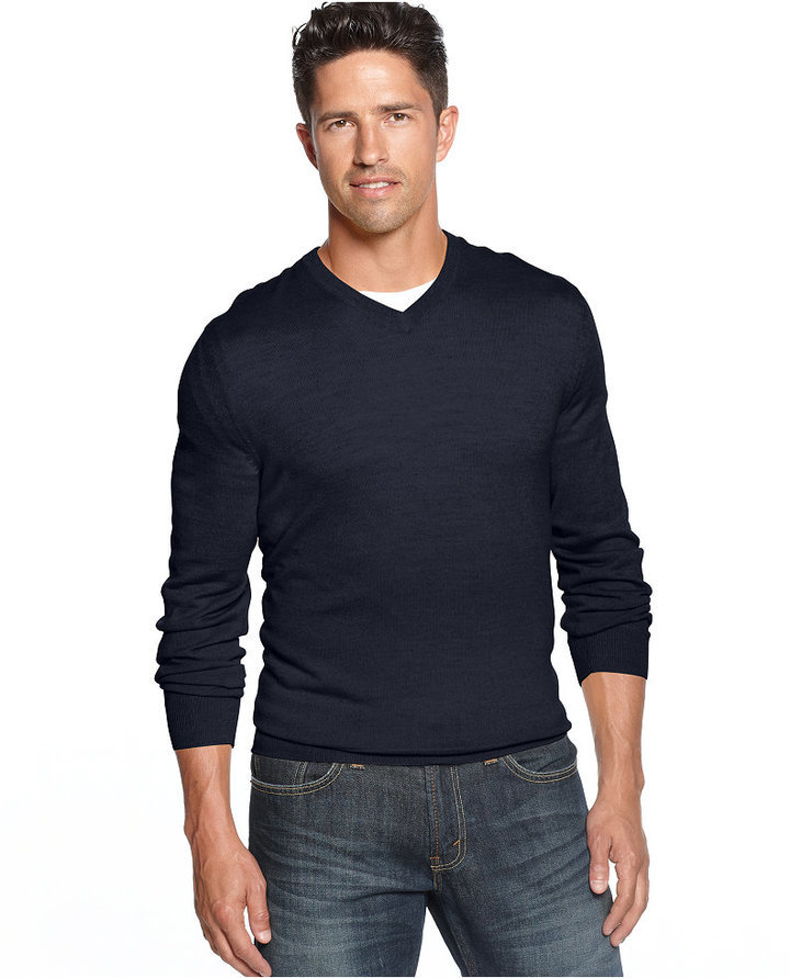 Club Room Merino Blend V Neck Sweater, $75 | Macy's | Lookastic