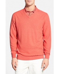 Cutter & Buck Mitchell Classic Fit Texture Knit V Neck Sweater
