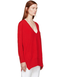 Rosetta Getty Red Cashmere V Neck Sweater