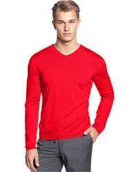 Calvin Klein Solid Merino V Neck Sweater